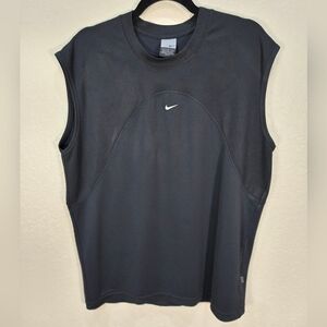 Vintage Nike Grey Tag Black Mesh Men's Sleeveless Shirt Large With Center Swoosh